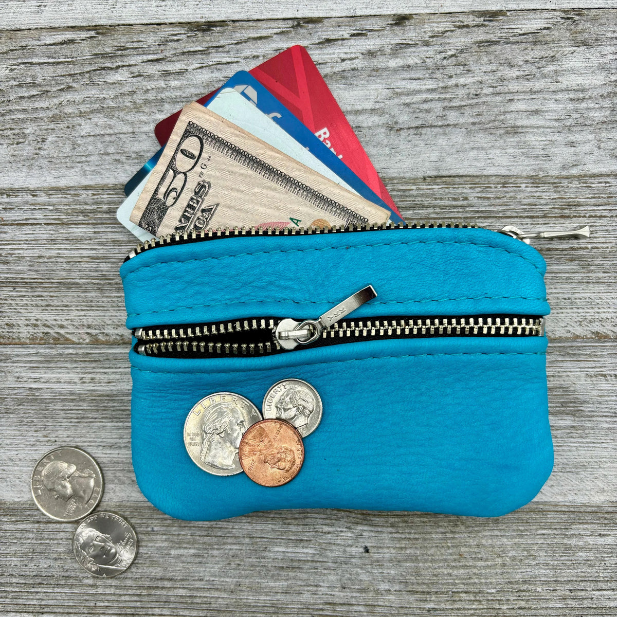 Deerskin 4.8" Double Zipper Pouch | Handmade in USA