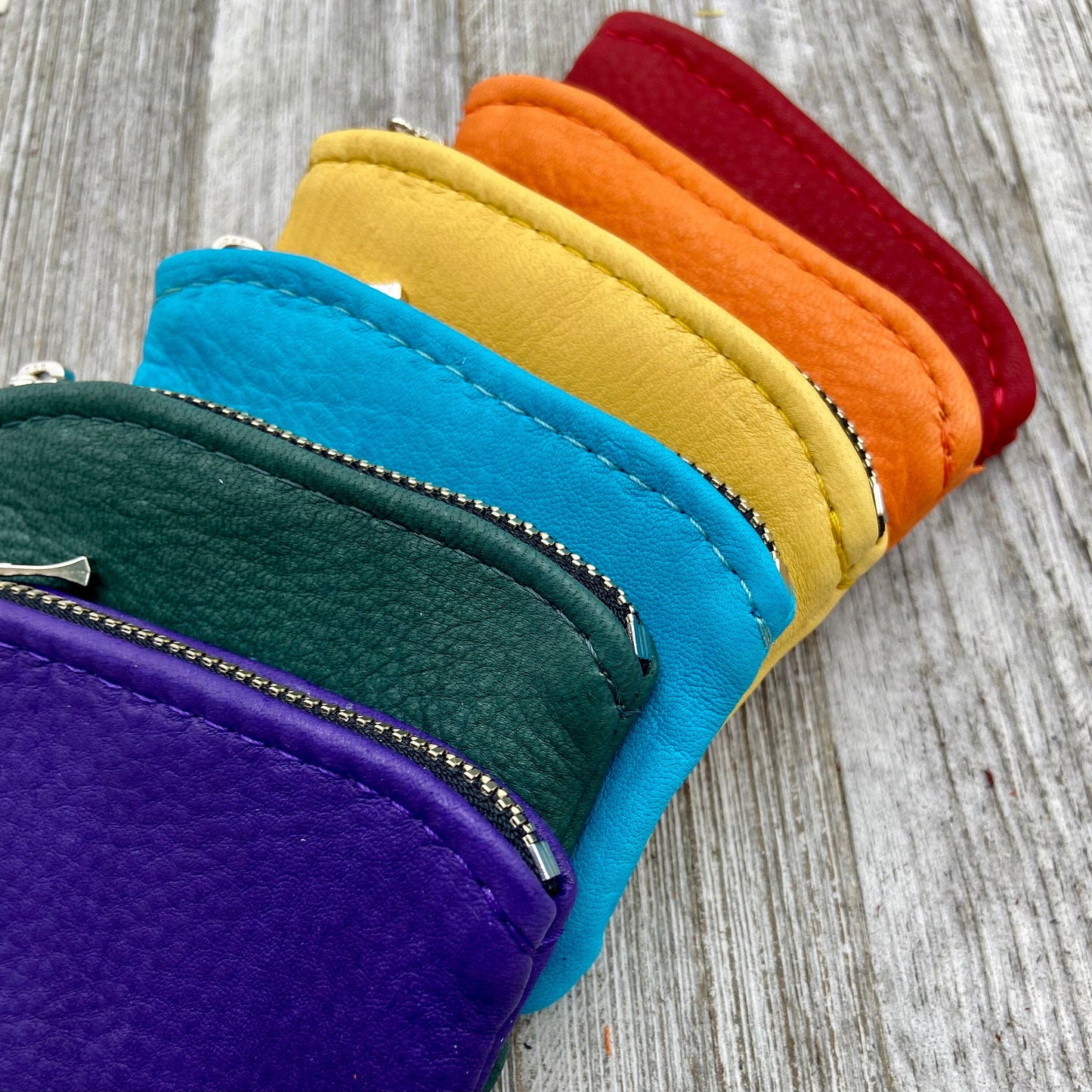 Small Colorful Deer Skin Pouch (4" zipper)