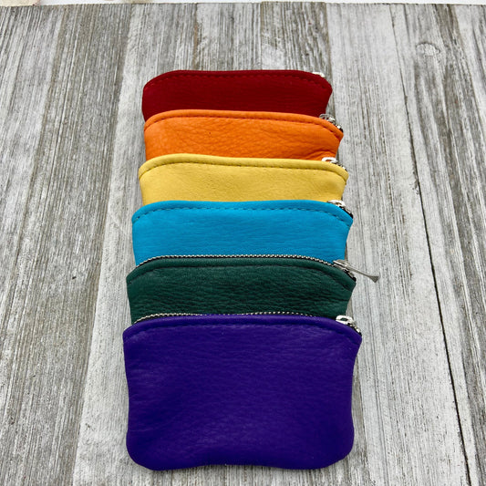 Small Colorful Deer Skin Pouch (4" zipper)