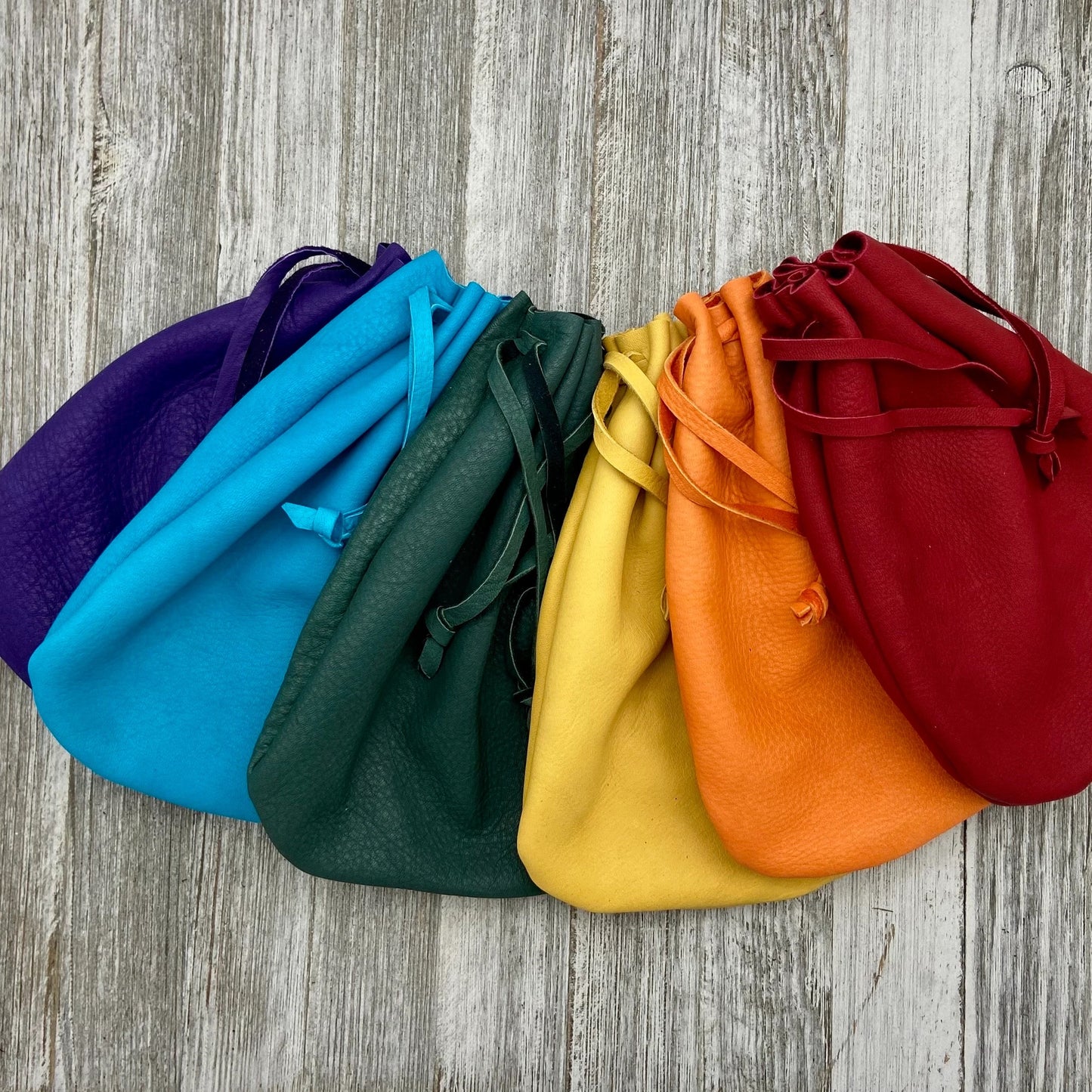 Large Colorful Deer Skin Drawstring Pouch (9" x 7.25")
