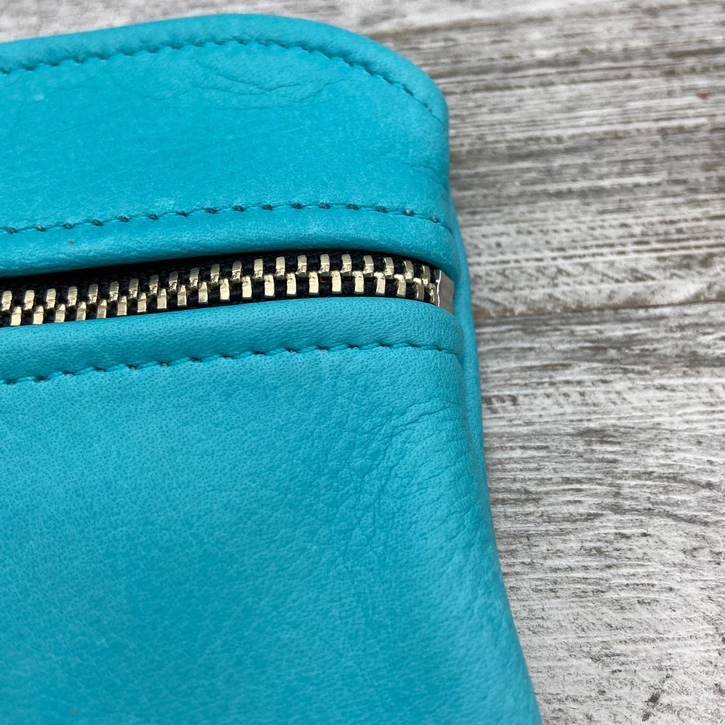 Medium Leather Double Zipper Pouch (7” zipper)
