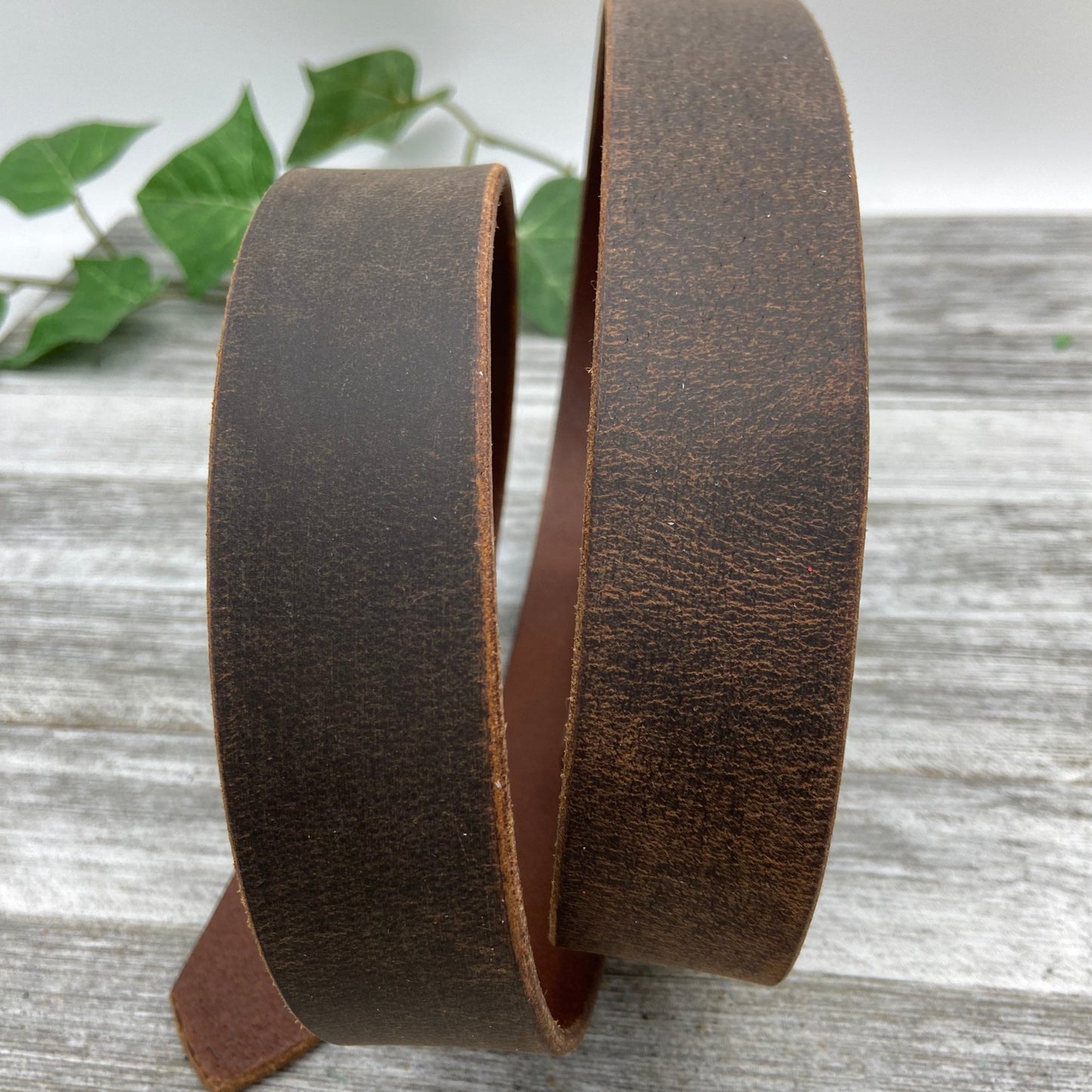 Vintage Distressed Dk. Brown Leather Belt (1 3/8")