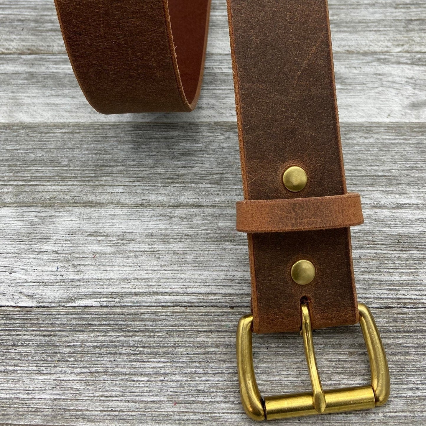 Vintage Distressed Brown Leather Belt (1 3/4”)