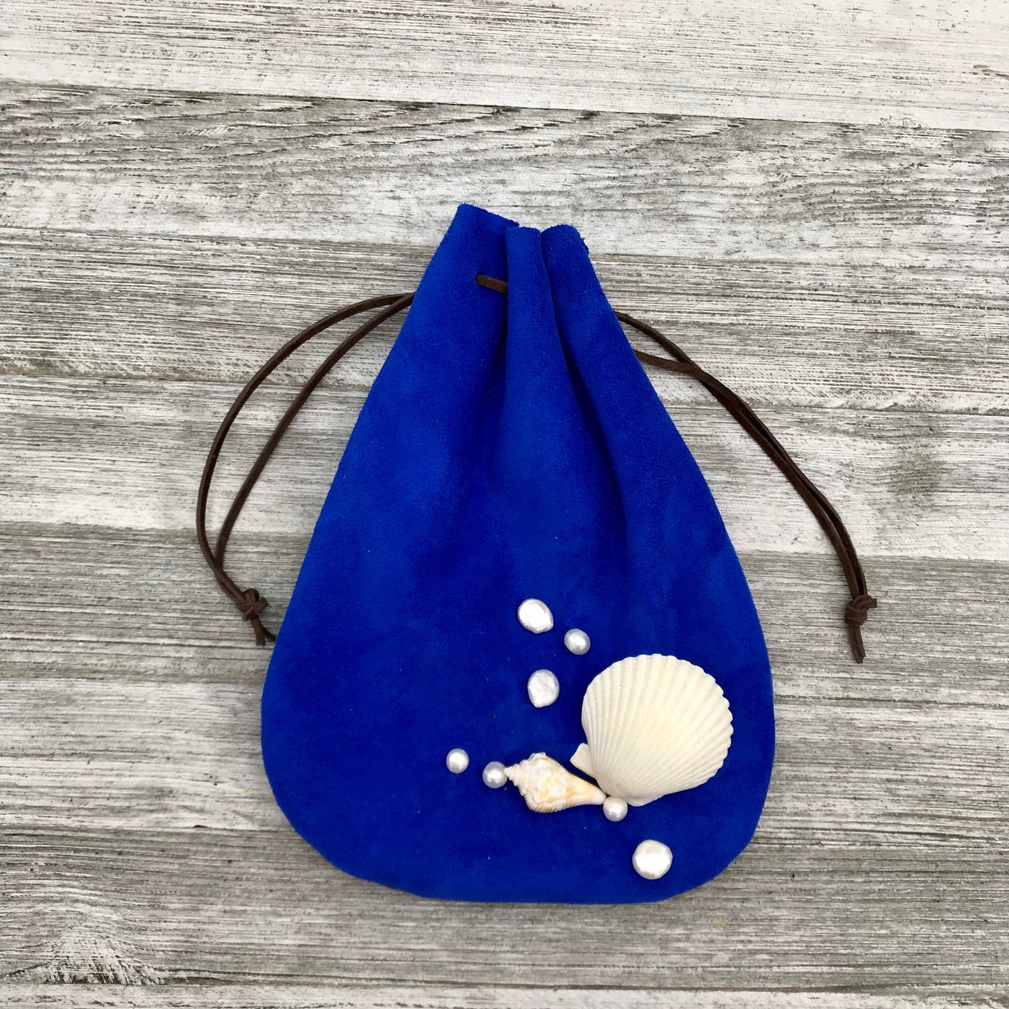 Large Leather Drawstring Pouch (9" x 7.25")