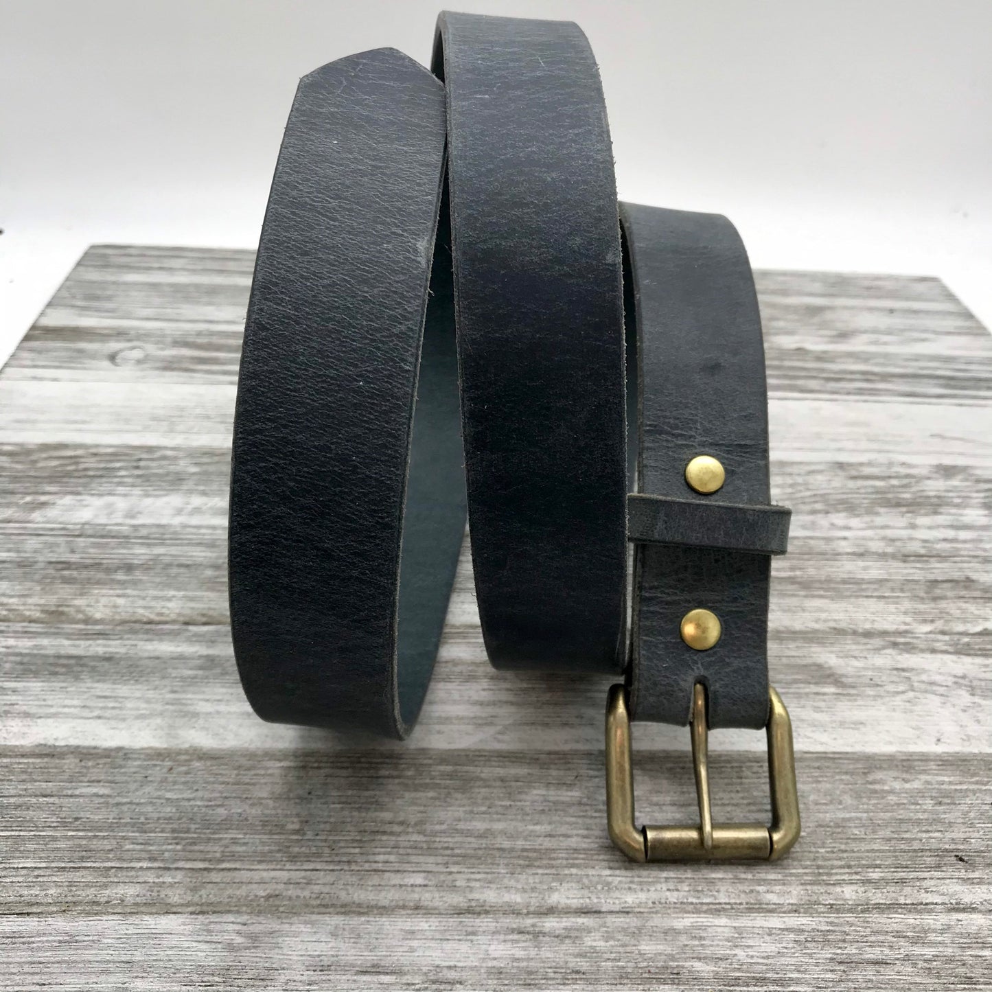Distressed Black Leather Belt (1 3/8”)