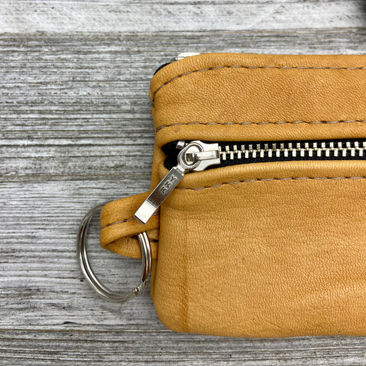 Small Deer Skin Double Zipper Pouch w/ Key Ring (4.8" zipper)
