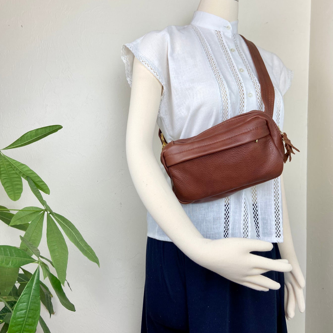 Iris ~ Leather Crossbody Bag w/ Zipper Pocket