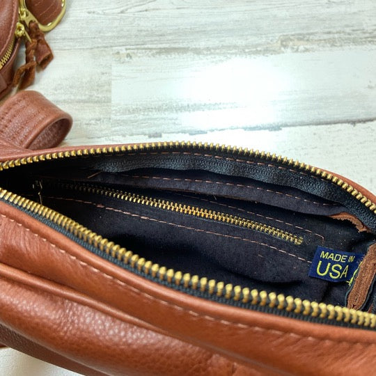 Iris ~ Leather Crossbody Bag w/ Zipper Pocket