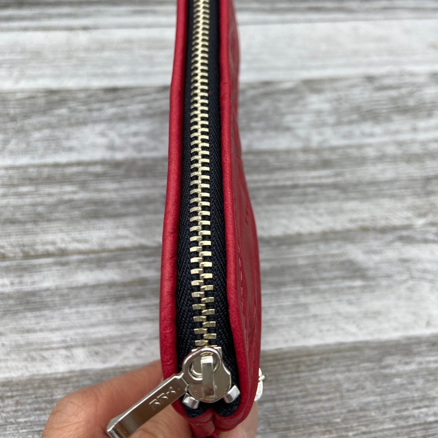 Medium Floral Leather Double Zipper Pouch (7” zipper)