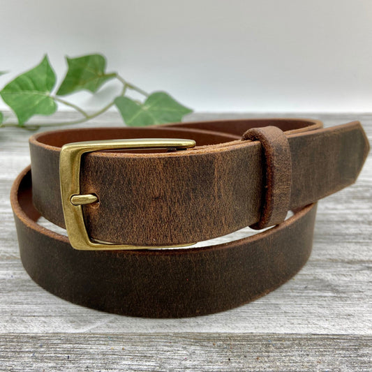 Vintage Dk. Brown Leather Belt (1 1/4")