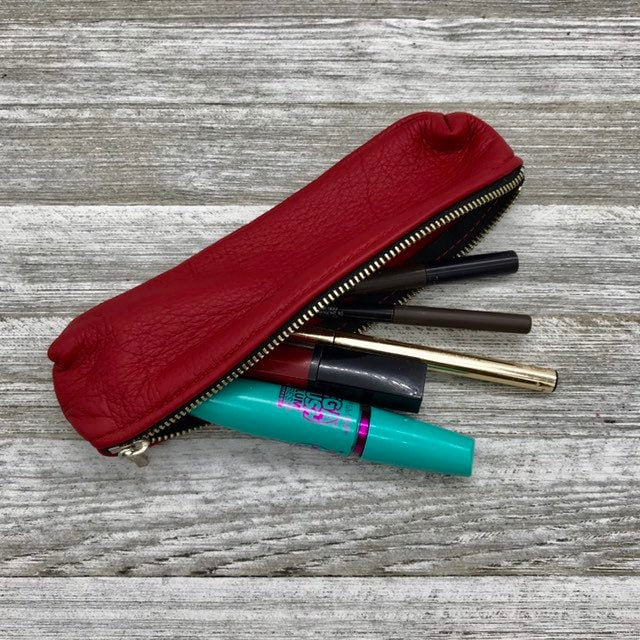 Leather Pen/Pencil Case Top Zipper (Solid & Floral)