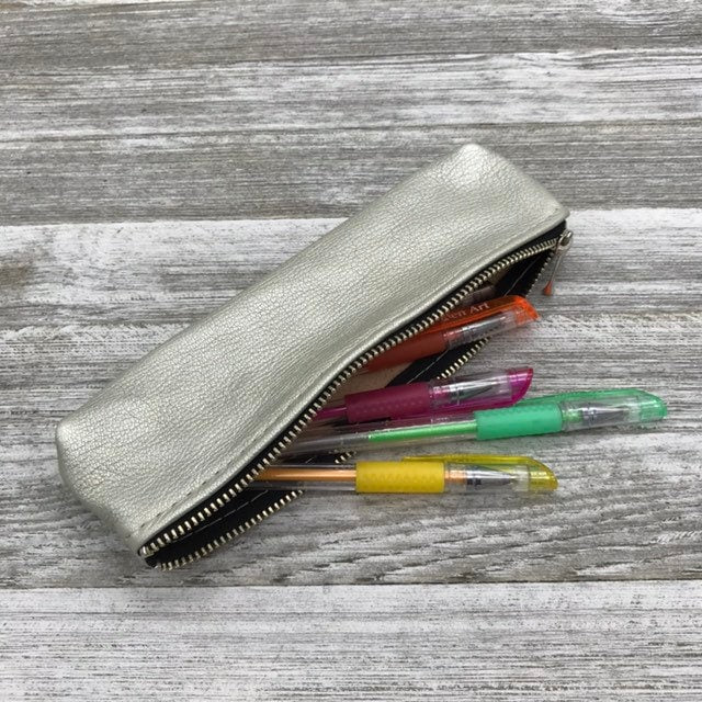 Leather Pen/Pencil Case Top Zipper (Solid & Floral)