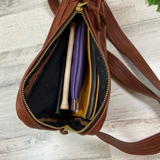 Iris ~ Leather Crossbody Bag w/ Zipper Pocket